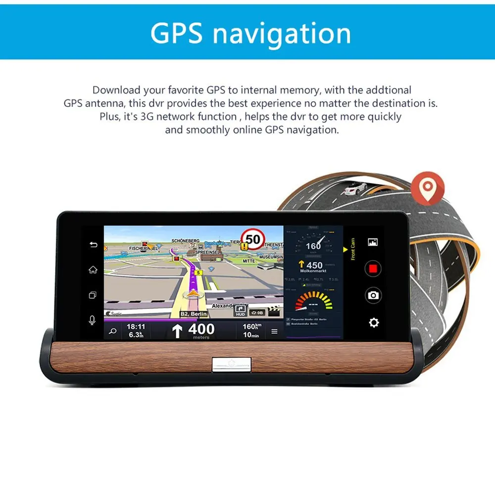 Новинка, 7 дюймов, 3G, заднего вида, Автомобильный gps навигатор, DVR, Android 5,0, Full HD, 1080 P, Bluetooth, WiFi, gps навигатор, двойной объектив, видеорегистратор