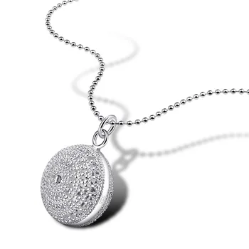 

Sterling Silver Hollow Ball Pendant Fashion Flash Elegant Solid 925 Silver Necklace for Women Charm Ladies Jewelry Birthday Gift