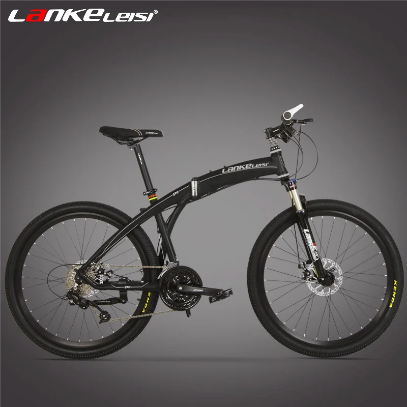 26 дюймов складной горный велосипед, 27 скоростей, масляный дисковый тормоз, интегрированное/спицевое колесо MTB, подвесная вилка - Цвет: black white S