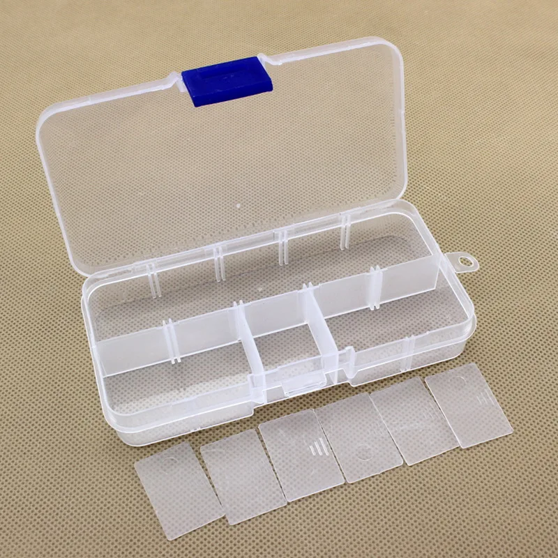 

10 Grid Adjustable Transparent PP Plastic Storage Box Jewelry Small Items Dedicated Drug Sewing Kit Storage Box Case