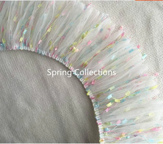 5meters Width 10cm Beautiful Handmade Diy White Macaron Color Tassel Trimming Child Doll Gauze Skirt Lace Accessories