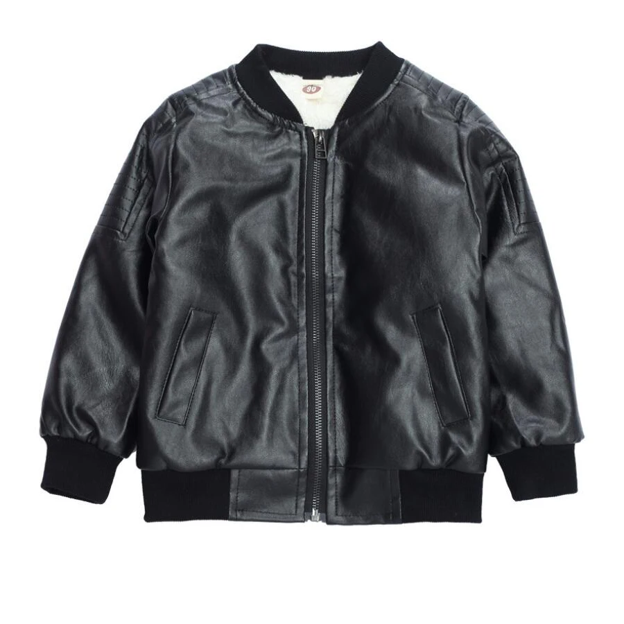 

2019 Children Leather Jacket For Boys Winter Clothing thickening Long Sleeve Artificial Coat Boy Fashion PU Leather Coat Outwear