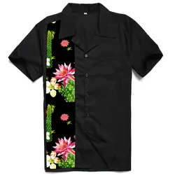 Специальное предложение Цветущий кактус печатных для мужчин рубашка хип хоп рокабилли хлопок повседневное ковбойская Мода