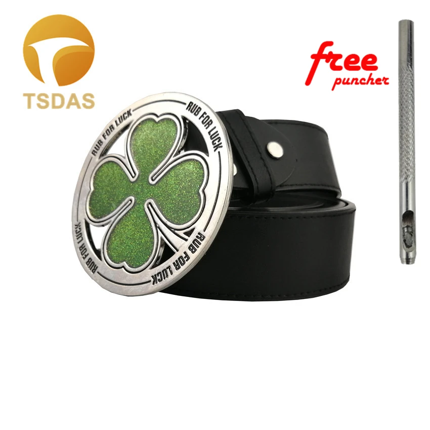 Мужской ремень с пряжкой зеленый Lucky Clover Западный Прямая поставка|belt buckle|belt buckle