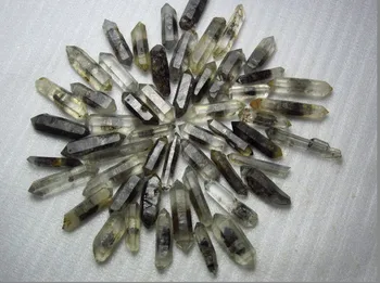 

0.74lb 53 Natural black ghost crystal bone double end specimens