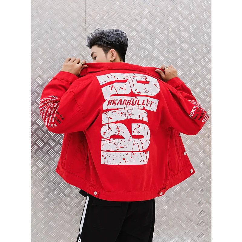 UNCLEDONJM Destroyed outerwear coat mens clothing Letter urban streetwear hip hop jacket for men ripped jeans jacket men 230W