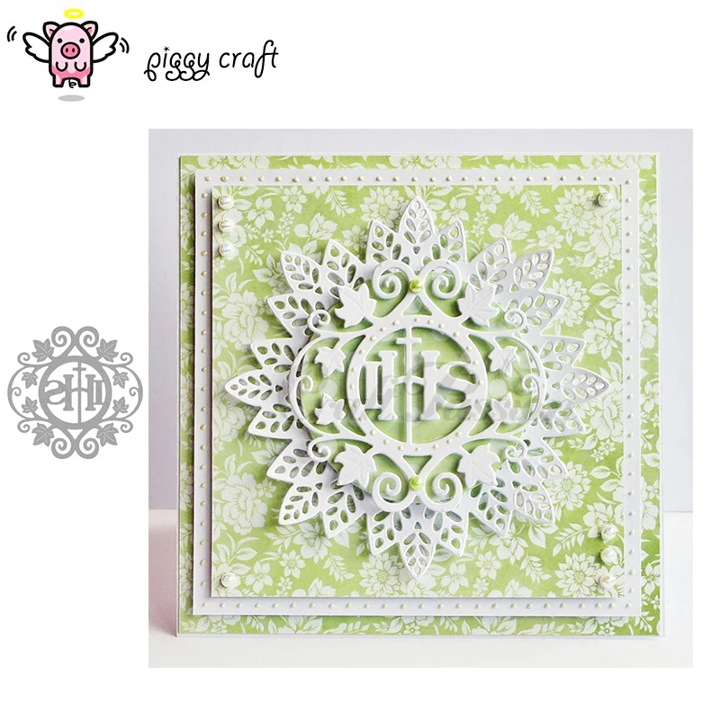 

Piggy Craft metal cutting dies cut die mold IHS letter flower frame Scrapbook paper craft knife mould blade punch stencils dies