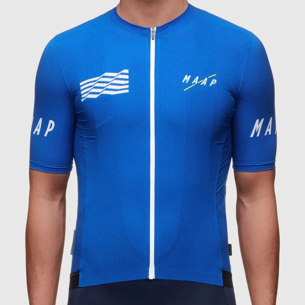 Одежда высшего качества Race fit Велоспорт Джерси для мужчин Pro с коротким рукавом Майо Ciclismo road Велосипедный Спорт Костюмы бесшовные процесс синий темно