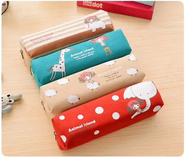 

1 Pieces Lytwtw's New Kawaii Girl Pen Pencil Bag Canvas School Stationary Receive Black Tools Makeup Pouch Cosmetics Case