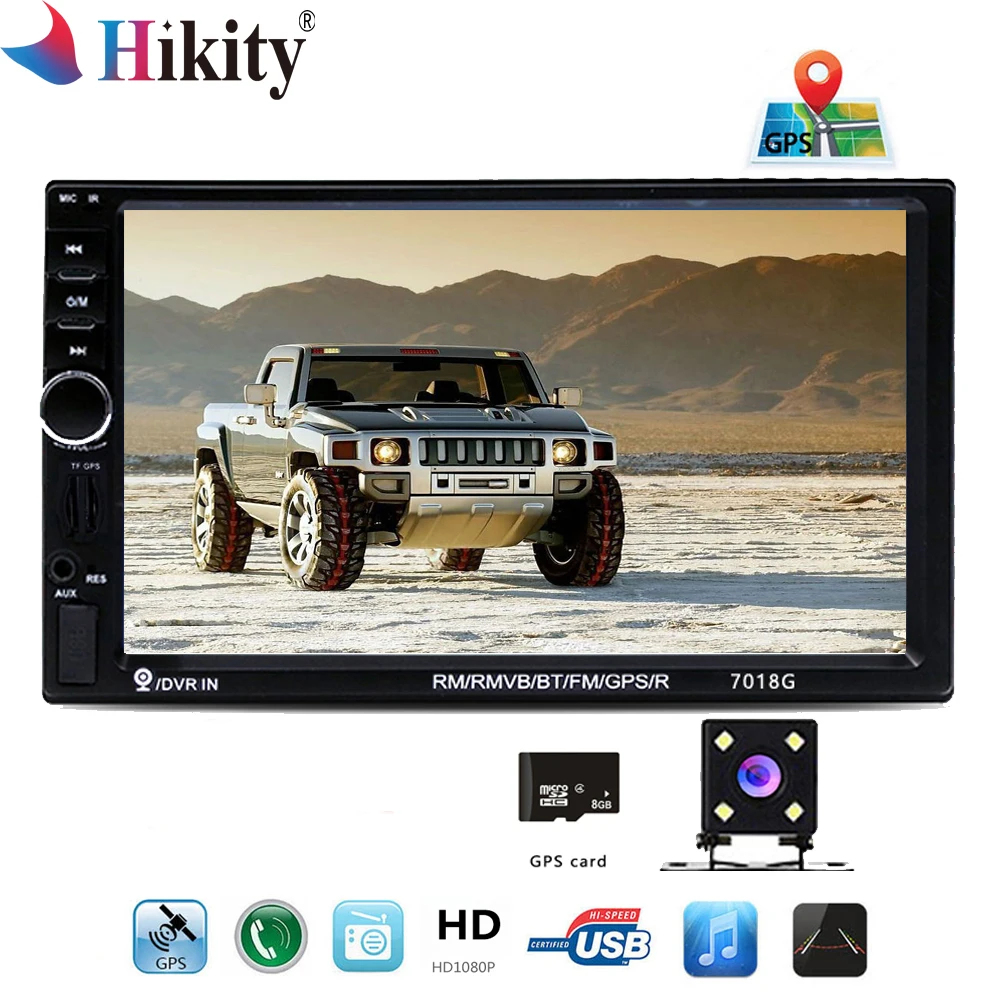 

Hikity 2 Din 7018G Car Multimedia Player GPS Camera Map 7'' HD Touch Screen Bluetooth Autoradio MP3 MP5 Video Stereo 2din Radio