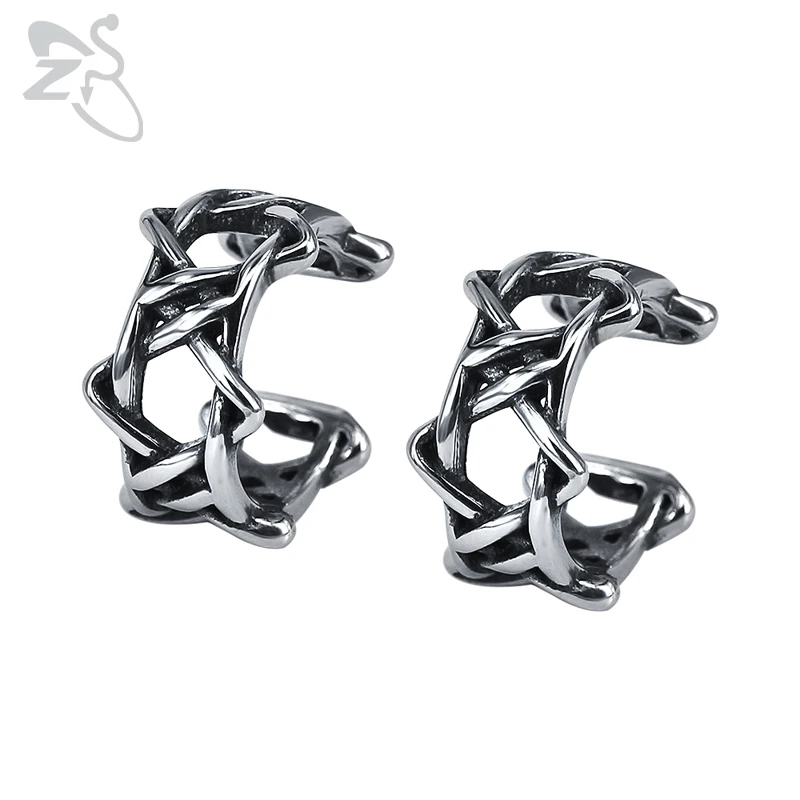 

ZS Punk Hollow Clip Earrings for Men Women Stainless Steel Jewelry Earring Fashion Gothic Ear Cuff for Women Cartilage Earrings
