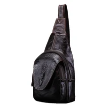 Картины крокодила известный бренд дизайн Мужская Грудь сумка натуральная кожа повседневная мужская сумка мужская нагрудный карман кожаная сумка