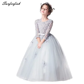 

Flower Girls Long Gown for Princess Party Dress Children Formal Clothes Kids Dresses for Girls Wedding Evening Clothing