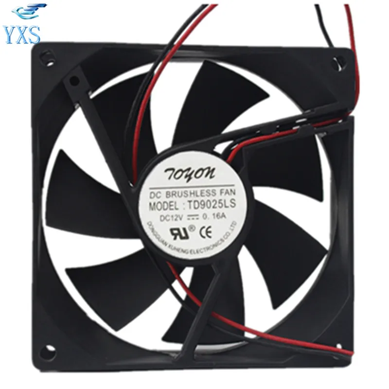 

TD9025LS DC 12V 0.16A 9025 9CM 90*90*25mm 2 Wires Hydraulic Silent Cooling Fan