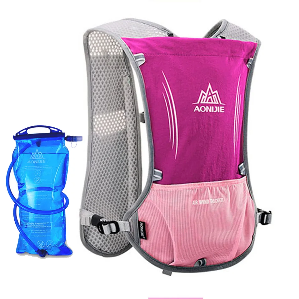 AONIJIE для мужчин и женщин Легкий марафон Сумка для бега езда гидратации рюкзак спортивная сумка с 1.5L сумка для воды - Цвет: Rose with water bag