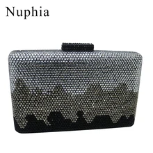 Черные клатчи NUPHIA, клатч с кристаллами и вечерняя сумочка для женщин, для вечеринки, выпускного, белого и синего цвета