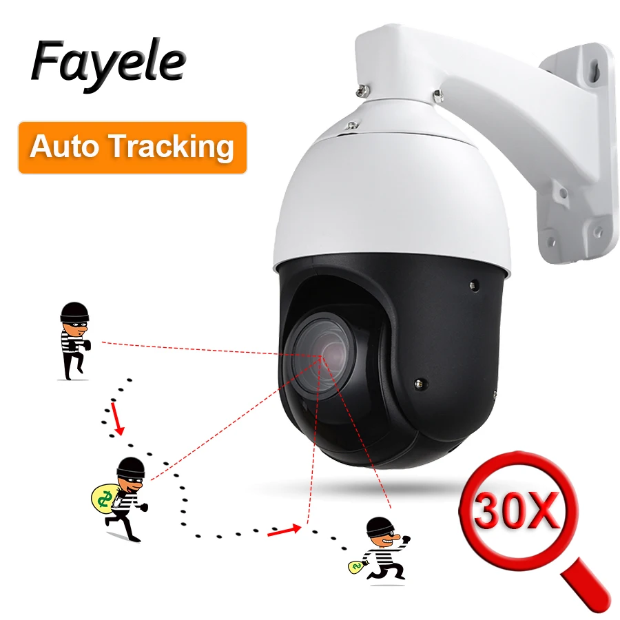 

IP66 Outdoor CCTV 2MP Auto Tracking PTZ Camera Person Detect Humanoid Recognition H.265 IP Camera IR Auto Tracker 30X ZOOM ONVIF