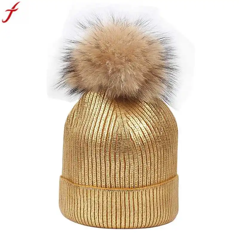 poms hats pom fur crochet for 2018 Hat Beanies Cap Ball Womens Fur Faux Cap Pom Winter