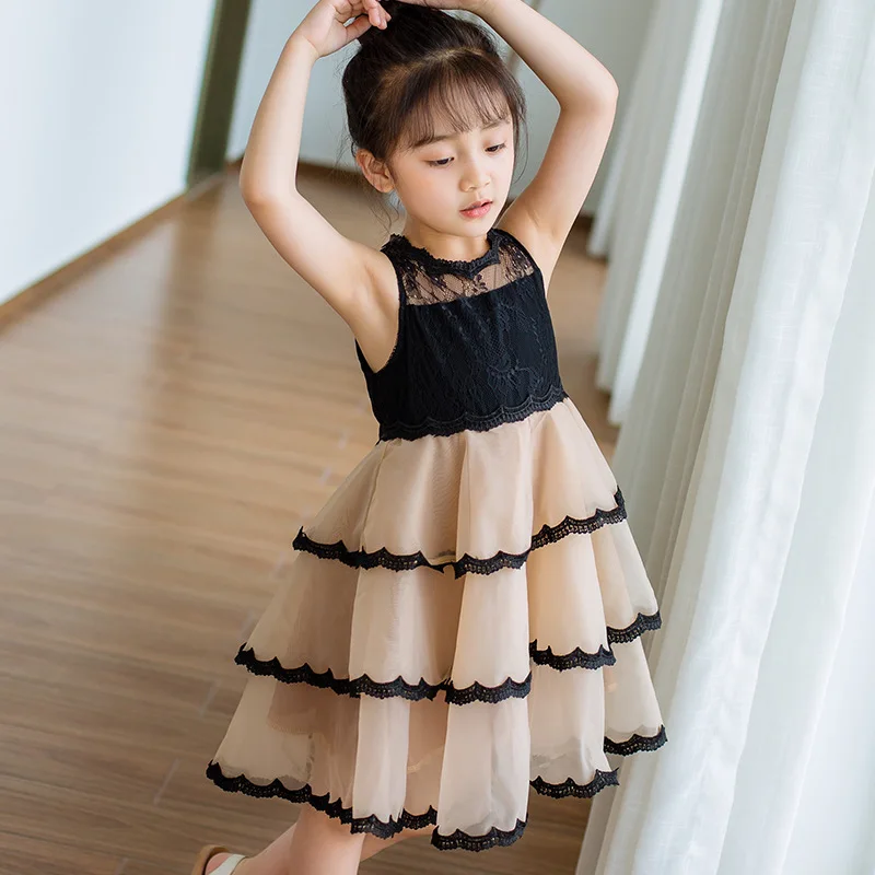 

Sleeveless Lace Mesh Summer Sundress for Little Girl 4 5 6 7 8 9 10 12 years Princess Party Wedding Birthday Dress 2019 New