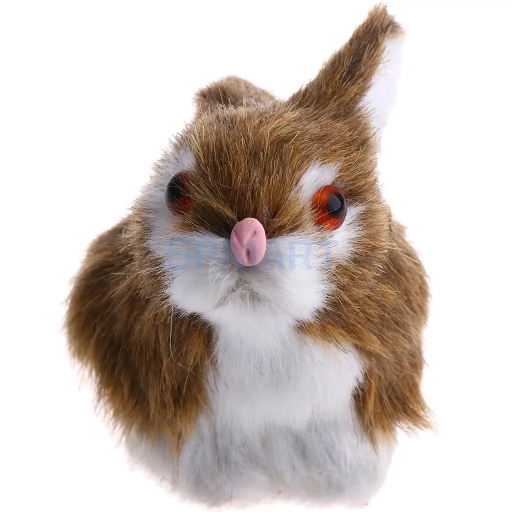 Lifelike Simulation Plush Stuffed Rabbit Hare Bunny Animals Model Figure Plush Figures Soft Toy Home Decoration Brown