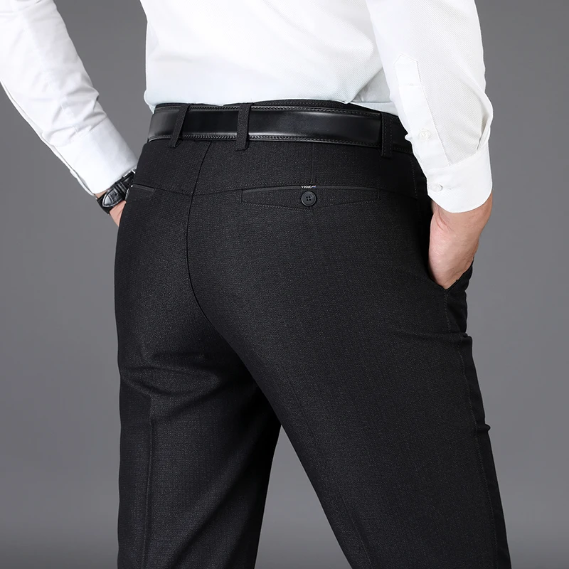 

2018 Autumn Winter Brand Men's Casual Pants Men Loose Thick Classics Men Suit Pants Straight Business Leisure Long Trousers Man