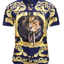 Печатные Для мужчин платье рубашка Краски с принтом 3D рубашка Slim Fit мужской рубашки с короткими рукавами сорочка