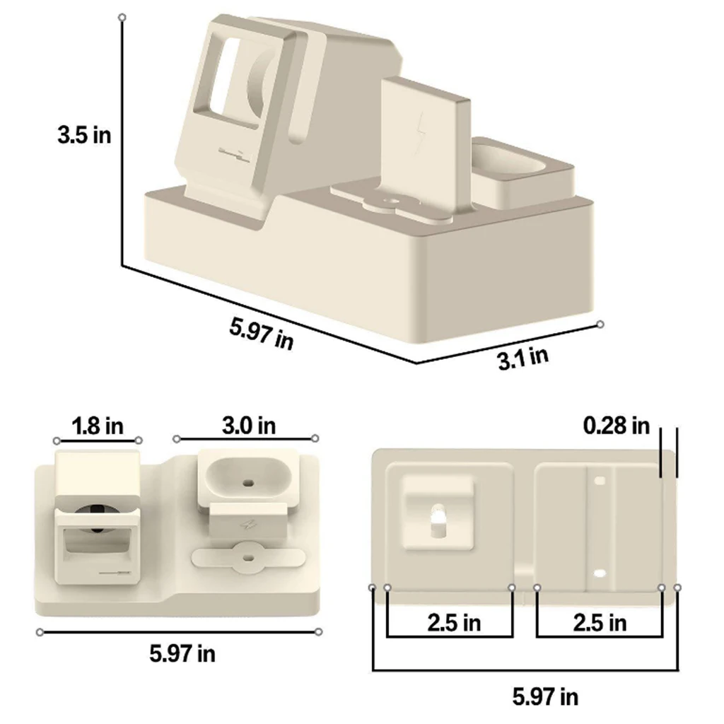 3 In 1 For Apple iPhone Silicone Charging Dock Charger Station Bracket Phone Holder 2 Colors
