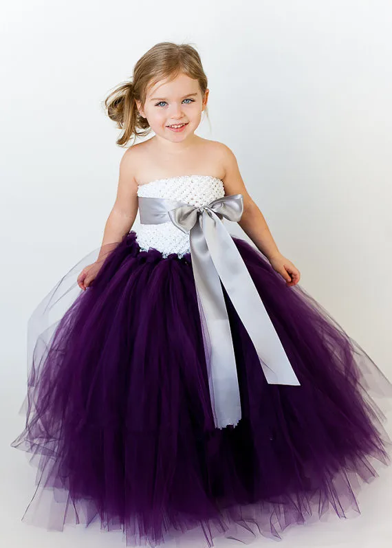 cadbury purple flower girl dresses