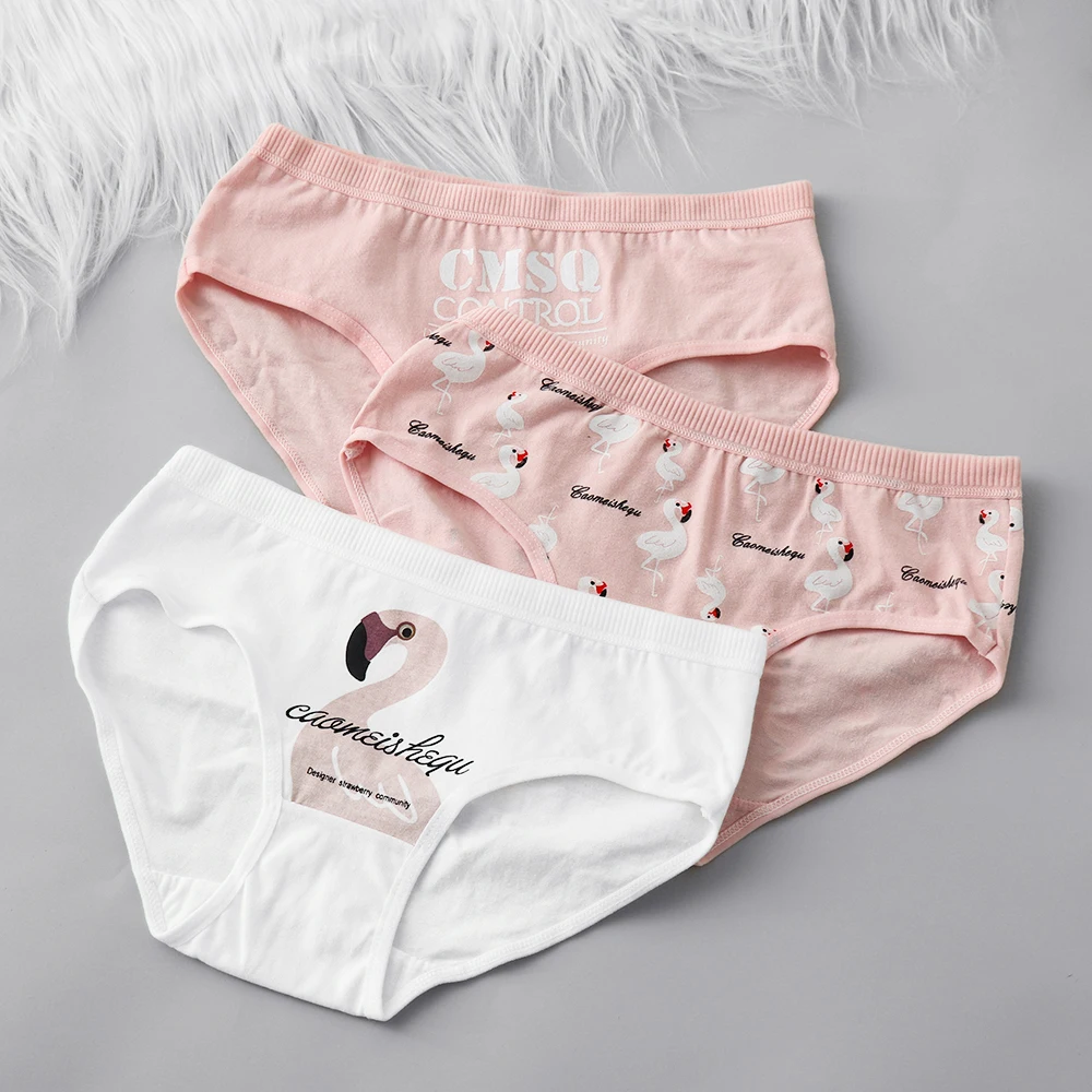 

2019 Panties for women cotton Flamingo pattern print cute underwear gril briefs cartoon lingerie woman underpants female panty