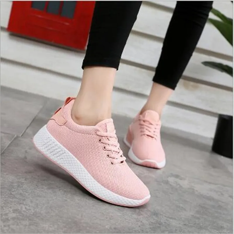 

Comfortable Women Casual Shoes air Mesh Spring/Autumn Shoes Solid Black/White/Pink Female Shoes Zapatillas Mujer Plus Size 35-40