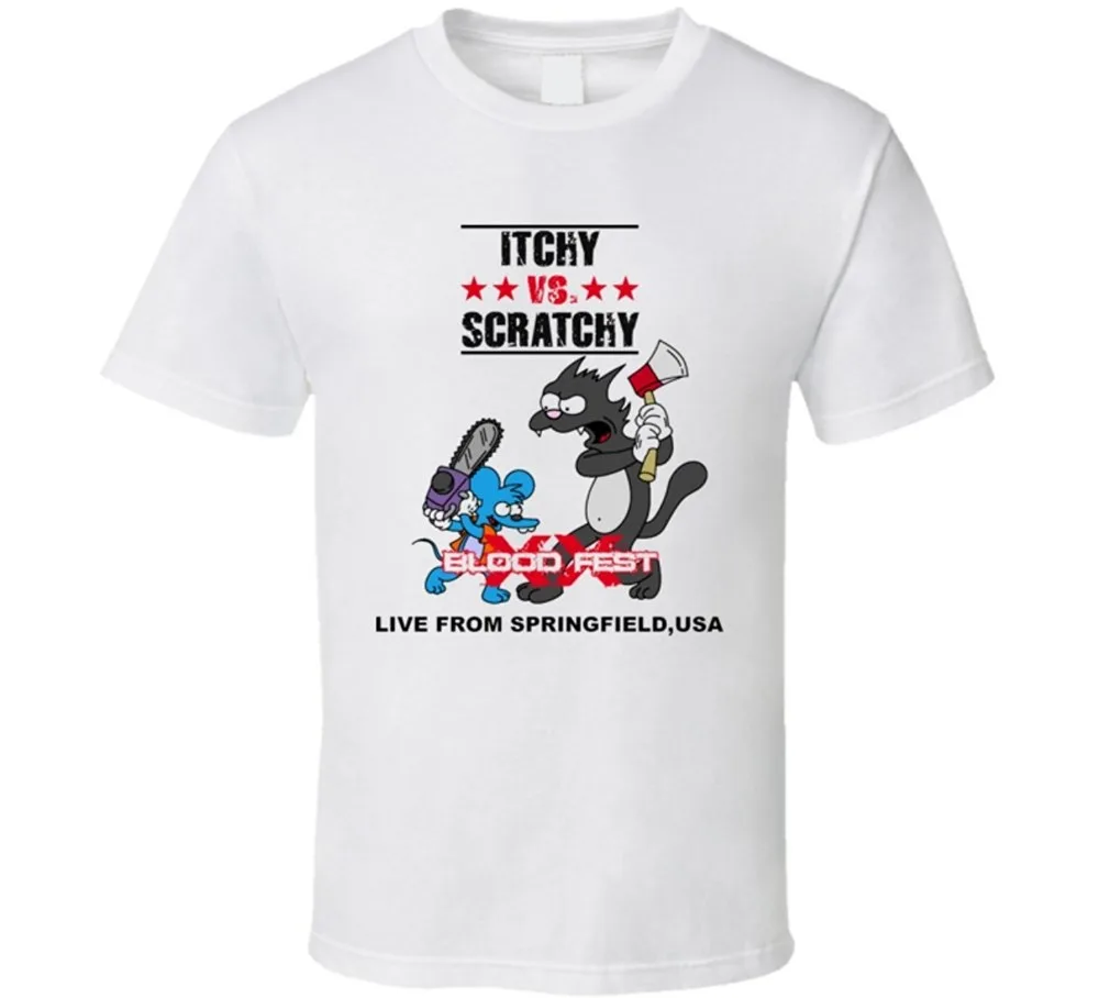 Newest 2017 Men'S Fashion Itchy And Scratchy Cartoon Classic T Shirt Mens Fashion Novelty Short Sleeve Tee Tops Clothes