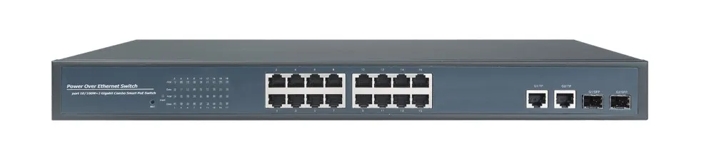 16 портов 10/100+ 2 Гига rj45+ 2 Гига SFP умный коммутатор POE, веб-управление, Vlan, QOS