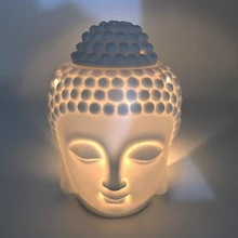 Ceramic Aromatherapy Oil Burner Buddha Head Aroma Essential Oil Diffuser Indian Tibetan Incense Burner buddhist supplies Z252 incense burner buddha head aromatic oil burner ceramic aromatherapy lamp light candle aroma furnace oil lamp essential home g