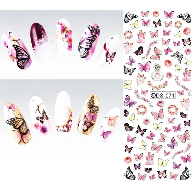 Mydytenle 1 sheet Vivid Flying Butterfly Nail Water Decals Flower Design Transfer Stickers Art Sticker DIY Watermark Tools | Красота и