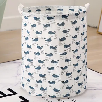 

hamper round laundry basket Foldable cotton linen Storage Barrels for dirty Sundries Clothes clothing