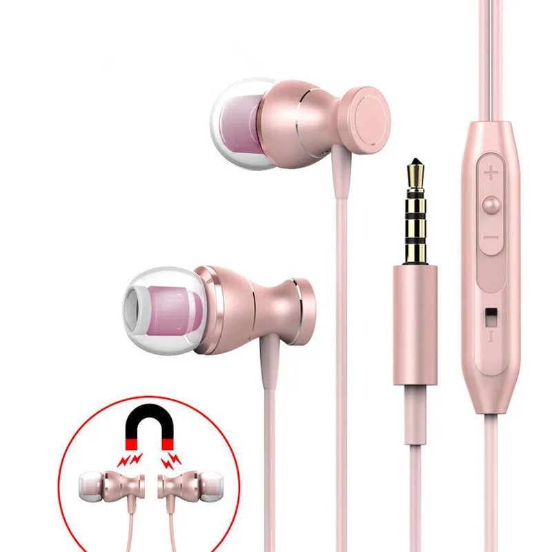 MENGYU Magnet Metal Earphone Heavy Bass Sound Anti-Sweat Sport Headset with Mic Handsfree Earbuds for iPhone Samsung Xiaomi