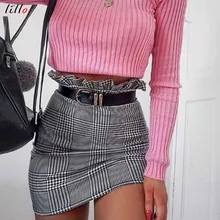 Горячая Распродажа короткая юбка ретро клетчатая юбка модная юбка на молнии темперамент элегантная короткая юбка дикий уникальный дизайн Летняя Сексуальная