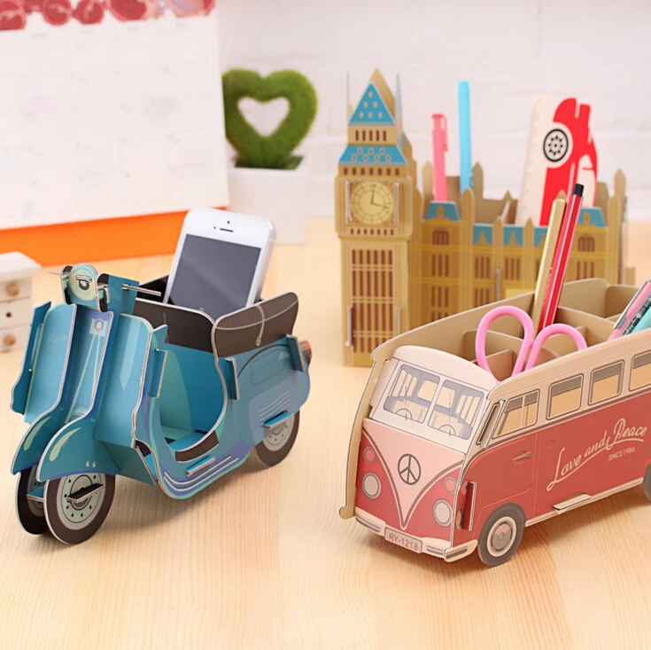 

1Pcs New Creative Various Model DIY Paper Desktop Stationery Holder Pencil Holder Sundries Case H1606
