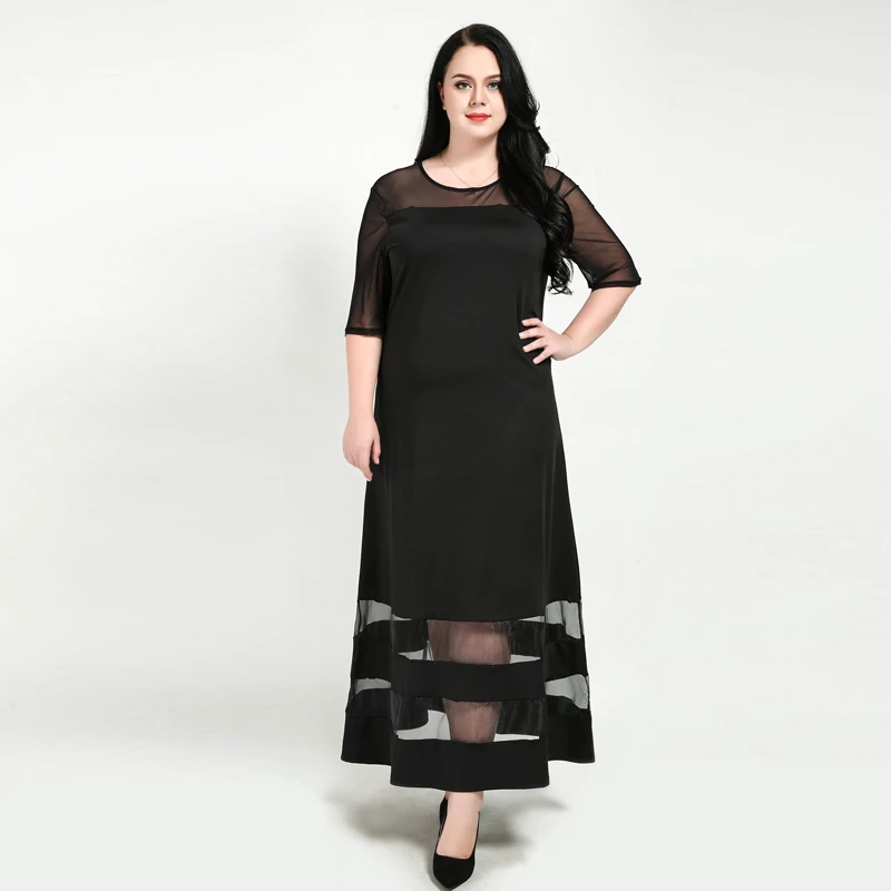 Осенние женские 7Xl платья большых размеров с круглым вырезом в стиле пэчворк Vestidos