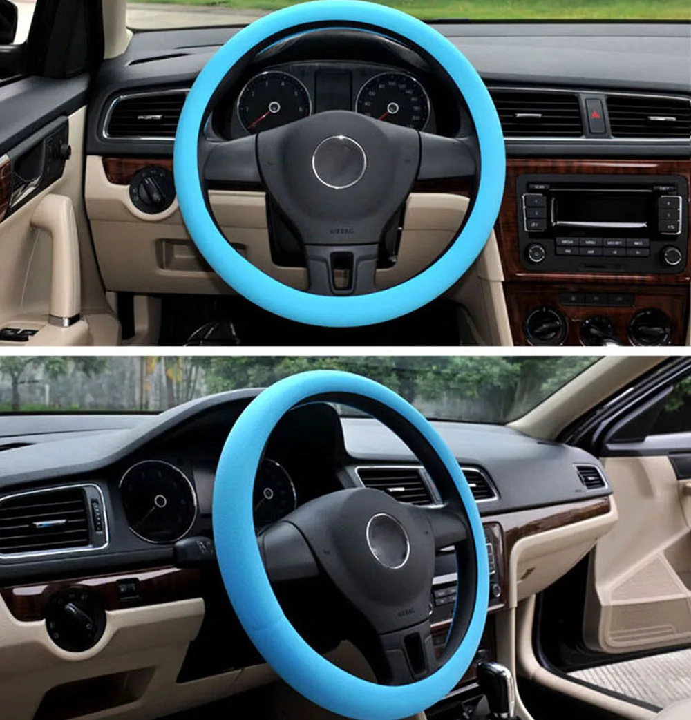 Модный мягкий силиконовый чехол на руль 36 см без запаха, Защита окружающей среды для Volkswagen Skoda Octavia Fabia Rapid