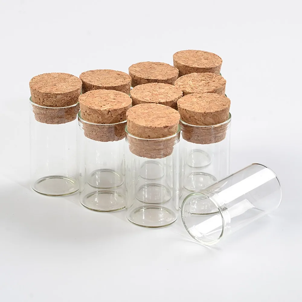 

22*40mm 6ml Empty Glass Transparent Clear Bottles With Cork Stopper Glass Vials Jars Packaging Bottles Test Tube 100pcs/lot