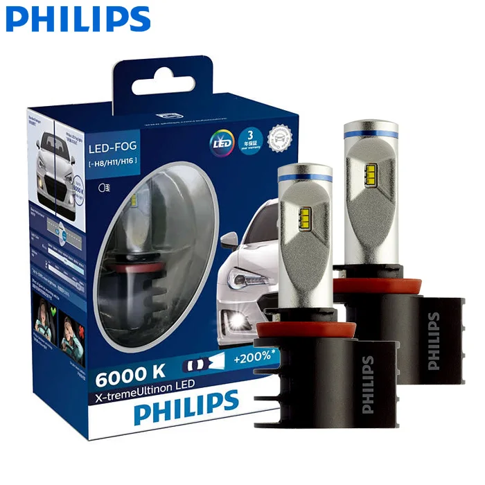 

Philips X-treme Ultinon LED H8 H11 H16 12V 12834UNIX2 6000K Car LED Fog Lamps Auto Headlight +200% More Bright (Twin Pack)