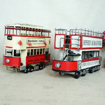 

New metal 1829 steam double-decker tram model retro car model vintage England SMT851 vintage home decor antique home decor