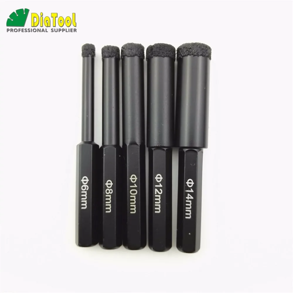 6mm+8mm Hex Vacuum Brazed wet drill bits 1 pc/each size Hexagon shank diamon1 set/5pcs Hexagon shank diamond drill bits wet
