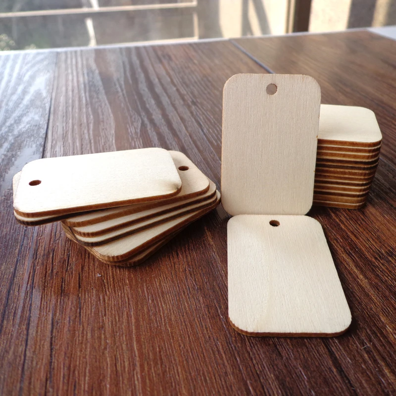 

50pcs DIY Nature Color Wood Gift Tags Bookmark Wooden Message Hang Tag Craft Label Cards Note Price Lable 5.2x3.4cm