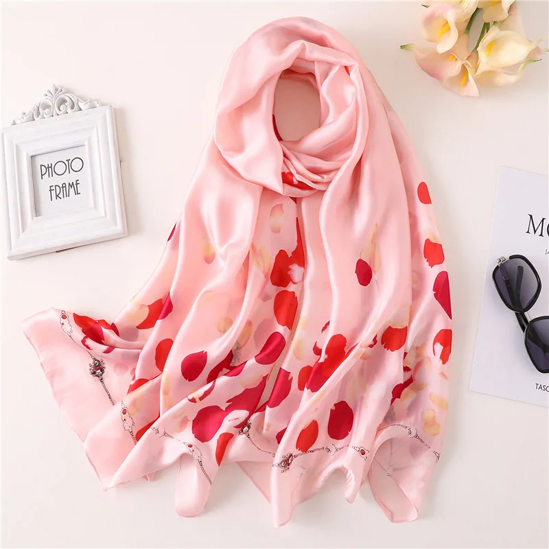 

Foulard femme scarf silk pashmina shawls and wraps women scarves hijab soft beach stole dot print bufanda