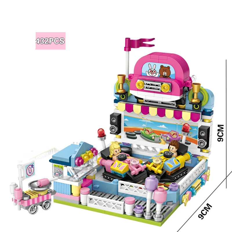 

Micro-drilled building blocks Small particles Legoingly city Children's amusement park Bumper car DIY figures Bricks best gifts