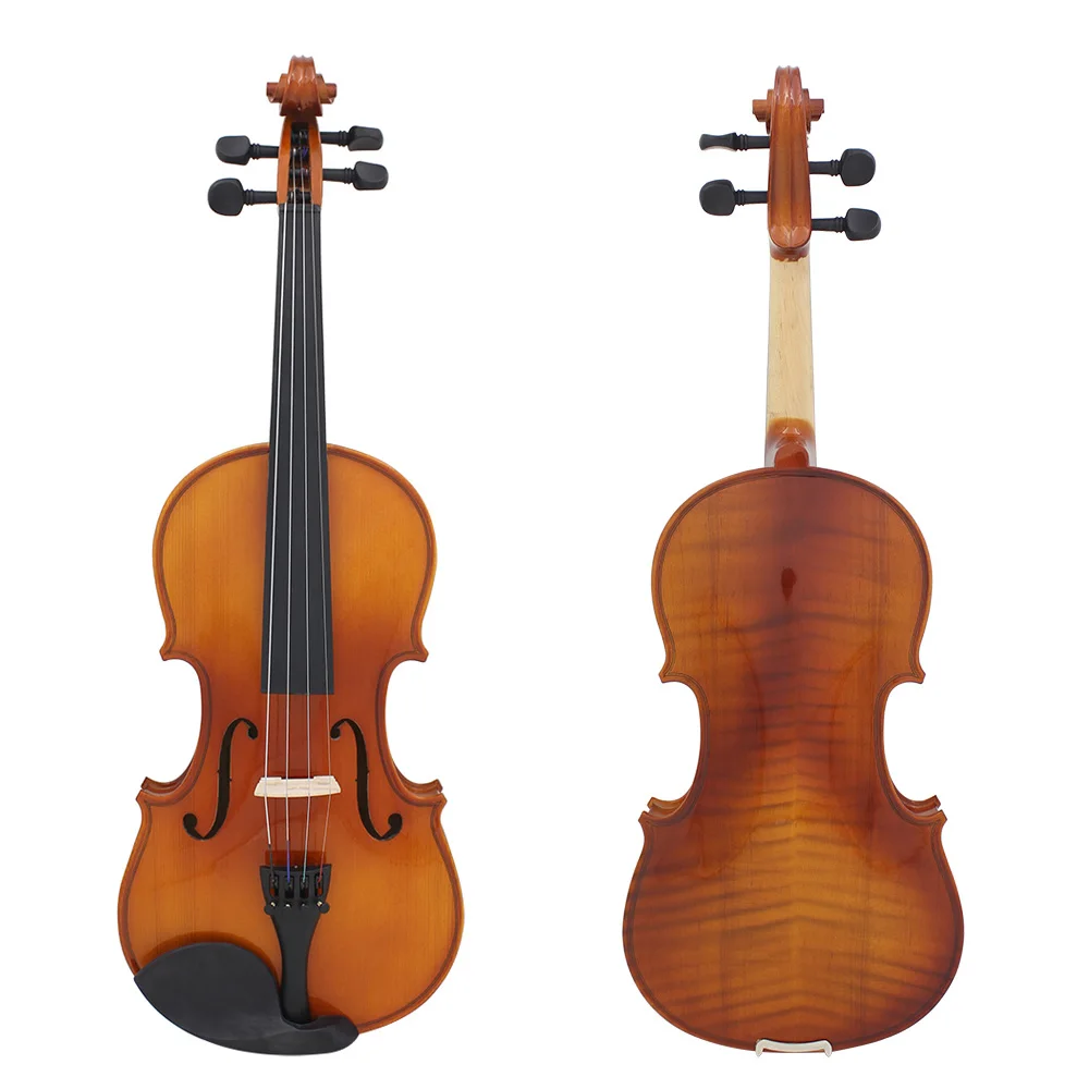 Full Size 4 4 Violin Natural Acoustic Solid Wood Spruce Flame Maple