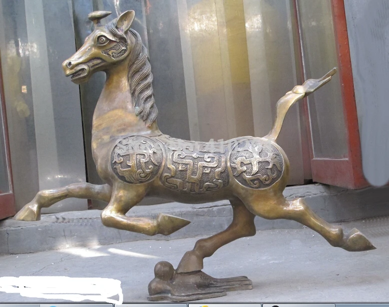 

26"china legendary national treasure Bronze Flying horse step yan swallow statue discount 30%