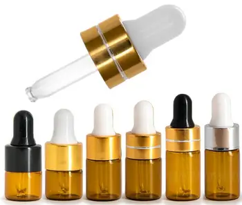 

100pcs/lot 1ml 2ml 3ml 5ml Portable Amber Aromatherapy Esstenial Oil Bottle with Glass Eye Dropper Mini Empty Dropper Bottle